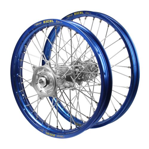 Suzuki Talon Silver Hubs / Excel Junior Blue Rims Wheel Set