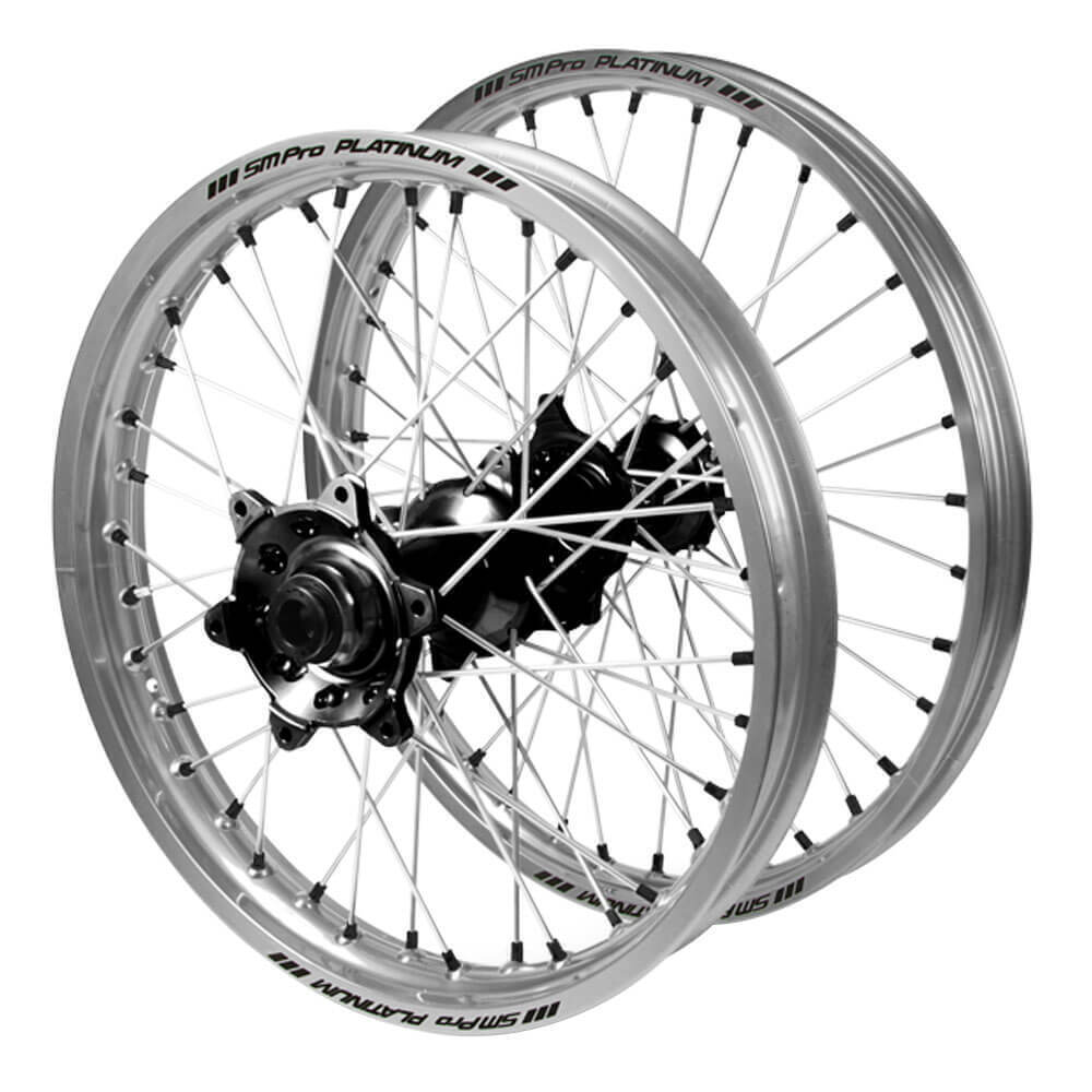 Kawasaki SM Pro Black Hubs / SM Pro Platinum Silver Rims / Black ...