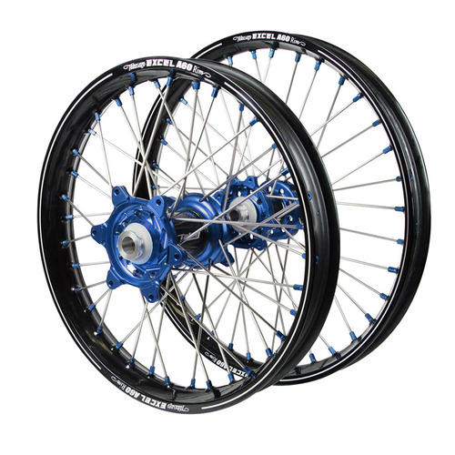 Honda Talon Carbon Fibre Blue Hubs / A60 Black Rims / Blue Nipples Wheel Set CR 125 R 2002-2007 (21/19*2.15)