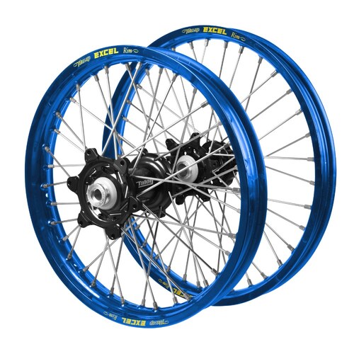 Yamaha Talon Carbon Fibre Black Hubs / Excel Blue Rims Wheel Set YZ 250 FSP Monster Energy 2021-2023 (21*1.6 / 18*2.15)