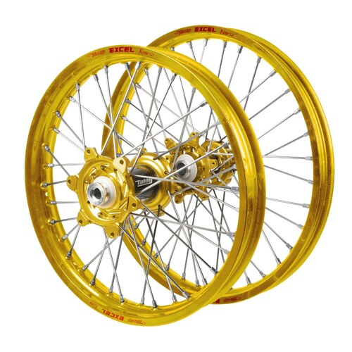 Suzuki Talon Carbon Fibre Gold Hubs / Excel Gold Rims Wheel Set RMX 450 Z 2010-2019 (21*1.6 / 18*2.15 OE Cannot use OEM Speedo)