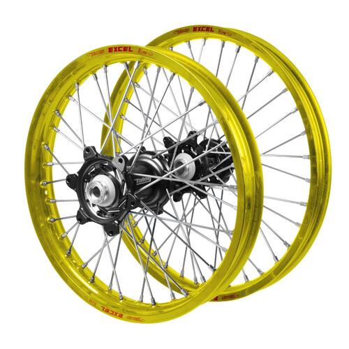 Suzuki Talon Carbon Fibre Black Hubs / Excel Yellow Rims Wheel Set