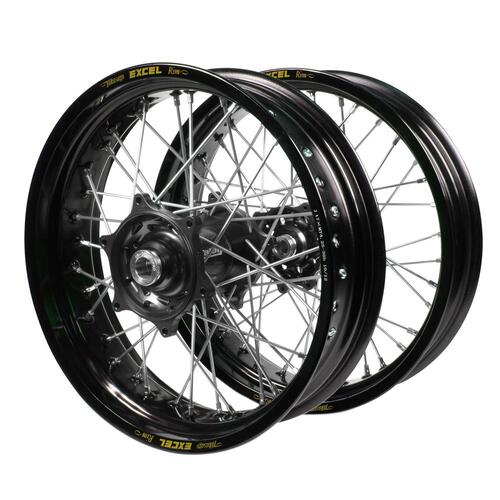 Honda Talon Carbon Fibre Black Hubs / Excel Black Rims Supermotard Wheel Set CRF 450 RL (CRF 450 L) 2021-2024 (17*3.50 / 17*4.25)