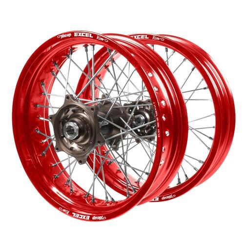 Honda Talon Carbon Fibre Magnesium Hubs / Excel Red Rims Supermotard Wheel Set CRF 450 L 2019-2020 (17*3.50 / 17*4.25)