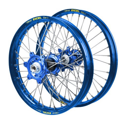 Husaberg Talon Carbon Fibre Blue Hubs / Excel Blue Rims Wheel Set FXE 450 2003-2012 (21*1.6 / 18*2.15)