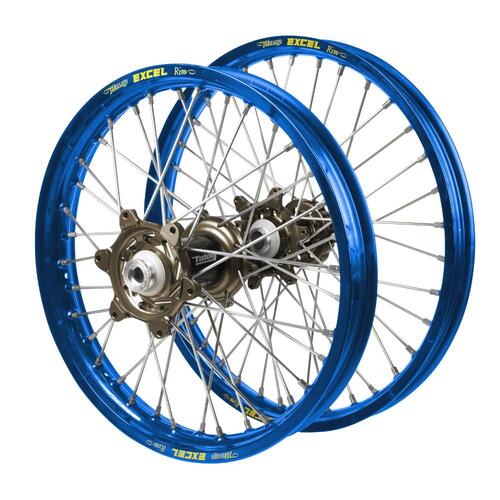 Husqvarna Talon Carbon Fibre Magnesium Hubs / Excel Blue Rims Wheel Set FE 501 2016-2023 (21*1.6 / 18*2.15 OE)