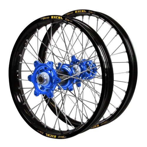 Husaberg Talon Carbon Fibre Blue Hubs / Excel Black Rims Wheel Set FSE 650 2003-2012 (21*1.6 / 18*2.15)