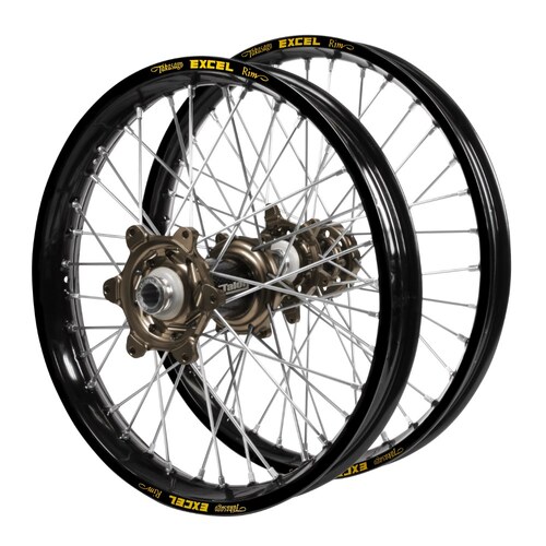 Husaberg Talon Carbon Fibre Magnesium Hubs / Excel Black Rims Wheel Set FE 450 2013-2014 (21*1.6 / 18*2.15)