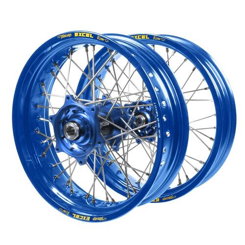 Husqvarna Talon Carbon Fibre Blue Hubs / Excel Blue Rims Supermotard Wheel Set TE 300 2024 (17*3.50 / 17*4.25)