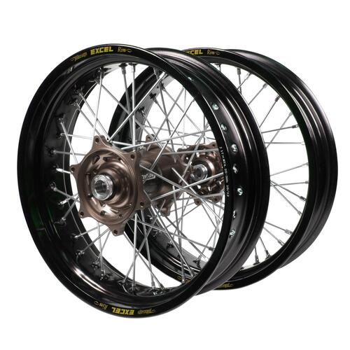 KTM Talon Carbon Fibre Magnesium Hubs / Excel Black Rims Supermotard Wheel Set 