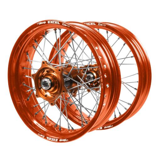 KTM Talon Carbon Fibre Orange Hubs / Excel Orange Rims Supermotard Wheel Set 