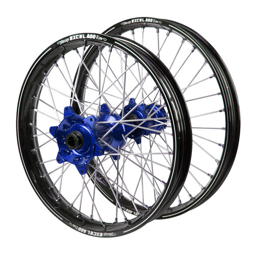 Sherco Haan Blue Hubs / A60 Black Rims Wheel Set 125 SC-R 2019-2024 (21*1.6 / 18*2.15)