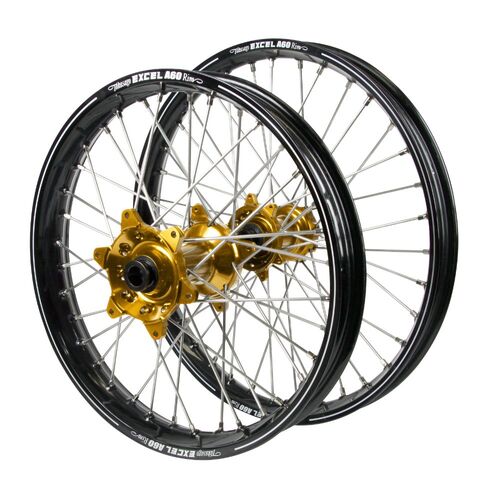 Sherco Haan Gold Hubs / A60 Black Rims Wheel Set 125 SC-R 2019-2024 (21*1.6 / 18*2.15)