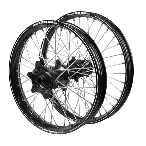 Sherco Haan Black Hubs / A60 Black Rims Wheel Set 250 SEF SIX DAYS 2016-2024 (21*1.6 / 18*2.15)