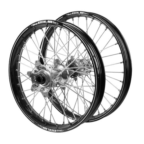 Sherco Haan Silver Hubs / A60 Black Rims Wheel Set 125 SC-R 2019-2024 (21*1.6 / 18*2.15)