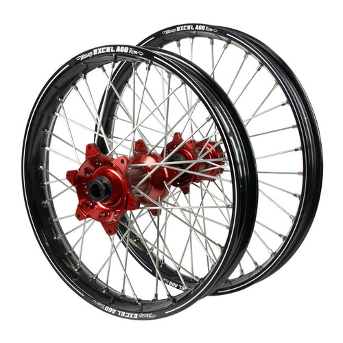 Beta Haan Red Hubs / A60 Black Rims Wheel Set RR 125 2018-2024 (21*1.6 / 18*2.15 OE)