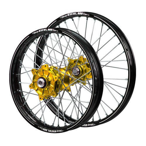 Honda Haan Cush Drive Gold Hubs / A60 Black Rims Wheel Set CRF 450 R 50th Anniversary 2023 (21*1.6 / 18*2.15)