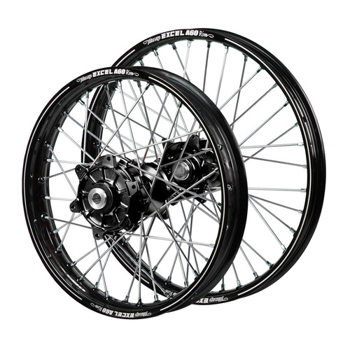 Honda Haan Cush Drive Black Hubs / A60 Black Rims Wheel Set CRF 250 R 2014-2024 (21*1.6 / 19*2.15)