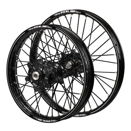 Kawasaki Haan Cush Drive Black Hubs / A60 Black Rims / Black Spokes Wheel Set KX 250 XC 2021 (21*1.6 / 18*2.15 OE)