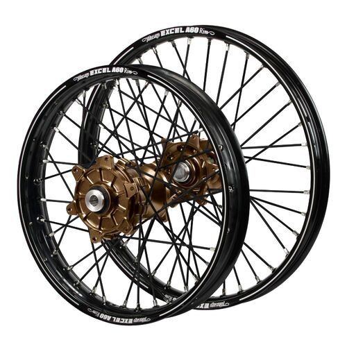 Kawasaki Haan Cush Drive Magnesium Hubs / A60 Black Rims / Black Spokes Wheel Set