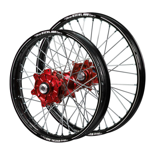 KTM Haan Cush Drive Red Hubs / A60 Black Rims Wheel Set 250 SX-F Troy Lee Designs 2021 (21*1.6 / 19*2.15 OE)