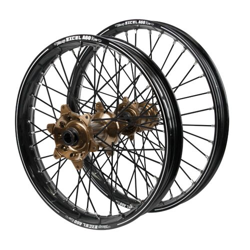 Suzuki Haan Magnesium Hubs / A60 Black Rims / Black Spokes Wheel Set RM 125 2001-2008 (21*1.6 / 18*2.15)