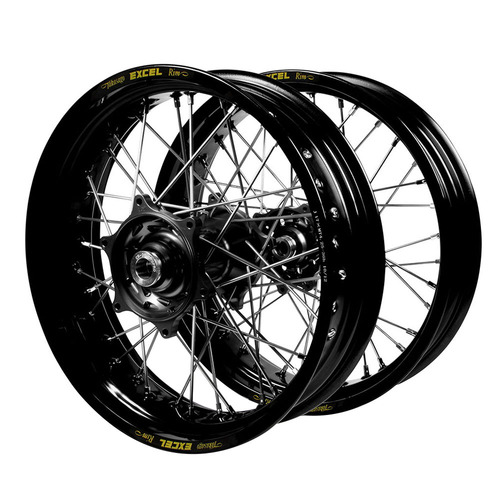 Sherco Haan Black Hubs / Excel Black Rims Supermotard Wheel Set