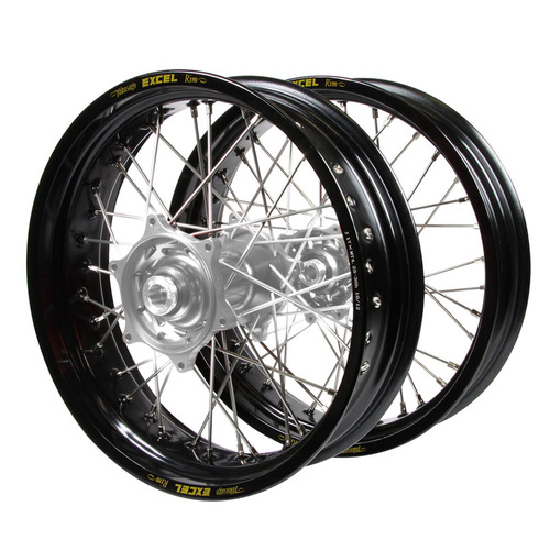 Sherco Haan Silver Hubs / Excel Black Rims Supermotard Wheel Set