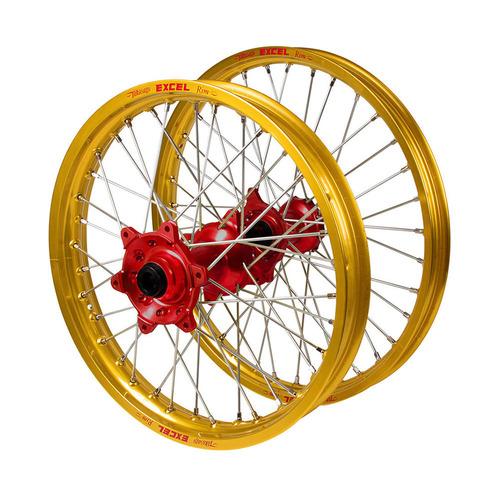 Beta Haan Red Hubs / Excel Gold Rims Wheel Set RR 430 4T RACING 2015-2024 (21*1.6 / 18*2.15 OE)