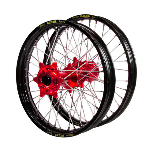 Beta Haan Red Hubs / Excel Black Rims Wheel Set RR 430 4T RACING 2015-2024 (21*1.6 / 18*2.15 OE)