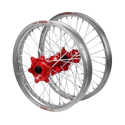 Beta Haan Red Hubs / Excel Silver Rims Wheel Set RR 430 4T RACING 2015-2024 (21*1.6 / 18*2.15 OE)