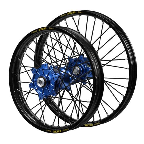 Honda Haan Cush Drive Blue Hubs / Excel Black Rims / Black Spokes Wheel Set CRF 450 L 2019-2020 (21*1.6 / 18*2.15 OE)