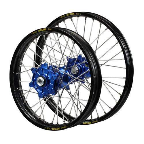 Honda Haan Cush Drive Blue Hubs / Excel Black Rims Wheel Set CRF 250 R 2014-2024 (21*1.6 / 19*2.15)