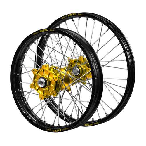 Honda Haan Cush Drive Gold Hubs / Excel Black Rims Wheel Set CRF 450 L 2019-2020 (21*1.6 / 19*2.15)