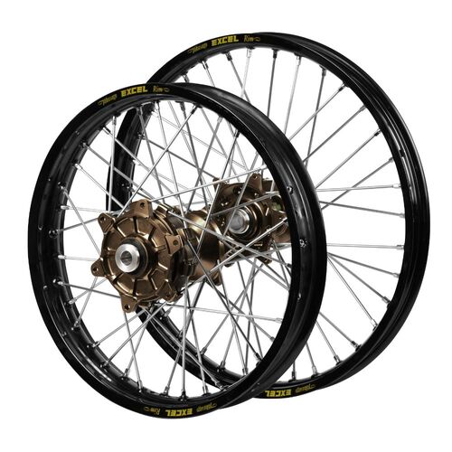 Honda Haan Cush Drive Magnesium Hubs / Excel Black Rims Wheel Set CRF 450 RWE 2019-2024 (21*1.6 / 19*2.15 OE)