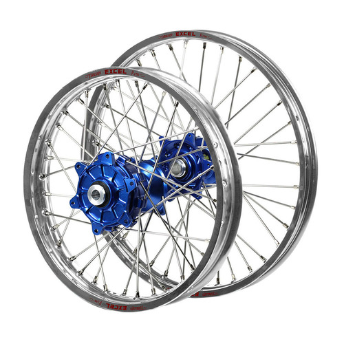 Honda Haan Cush Drive Blue Hubs / Excel Silver Rims Wheel Set CRF 250 R 2004-2013 (21*1.6 / 19*2.15)