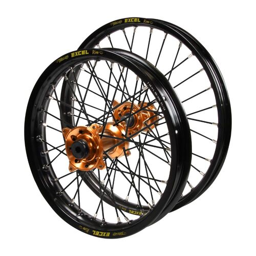 Ktm Haan Orange Hubs / Excel JNR Black Rims / Black Spokes Wheel Set