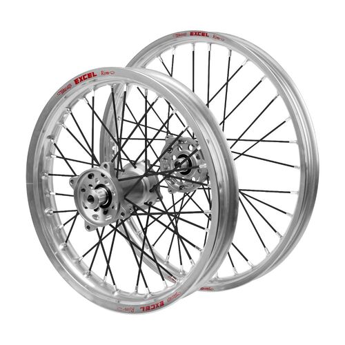 KTM Haan Silver Hubs / Excel JNR Silver Rims / Black Spokes Wheel Set 65 SX 2002-2015 (14*1.6 / 12*1.6 OE)