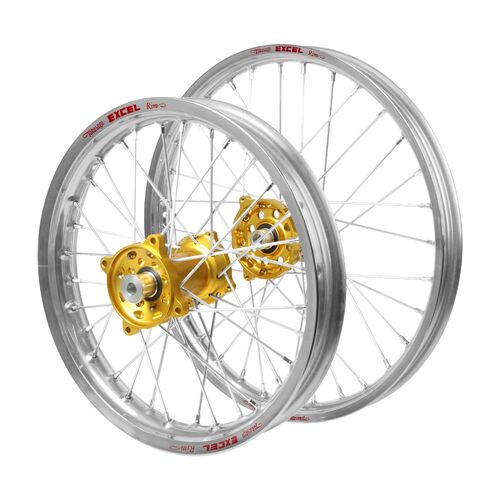 KTM Haan Gold Hubs / Excel JNR Silver Rims Wheel Set 85 SX (Small Wheel) 2004-2011 (17*1.40 / 14*1.60 OE)