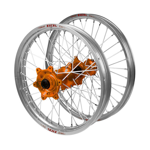 Husqvarna Haan Orange Hubs / Excel Silver Rims Wheel Set TC 250 2015-2016 (21*1.6 / 19*2.15 OE)