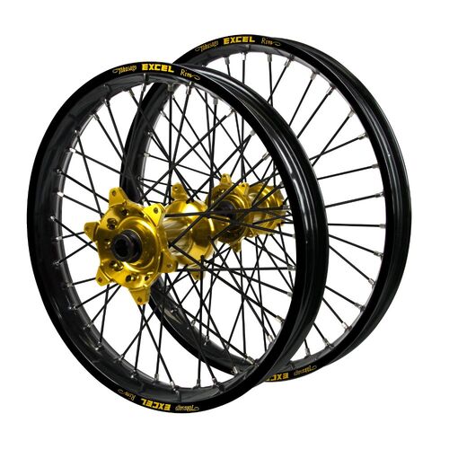 KTM Adventure Haan Gold Hubs / Excel Black Rims / Black Spokes Wheel Set 950 ADVENTURE 2003-2006 (17*3.5 / 17*4.25)