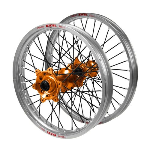 KTM Adventure Haan Orange Hubs / Excel Silver Rims / Black Spokes Wheel Set 1090 ADVENTURE R 2017-2024 (17*3.50 / 17*4.25)