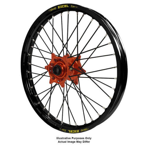 KTM 950-990 Adventure Haan Orange Hubs / Excel Black Rims / Black Spokes Front Wheel 950 ADVENTURE 2003-2014 (17*3.5)