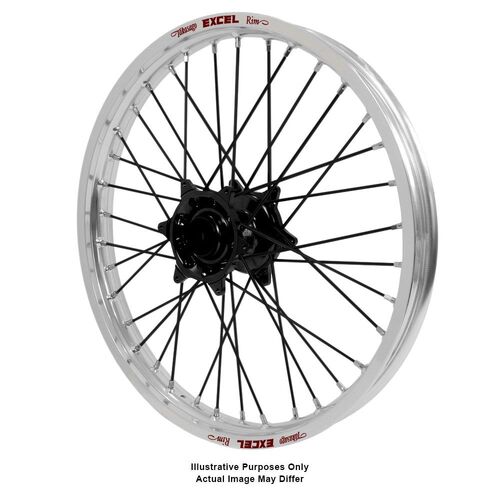 KTM 950-990 Adventure Haan Black Hubs / Excel Silver Rims / Black Spokes Front Wheel 950 ADVENTURE 2003-2014 (17*3.5)