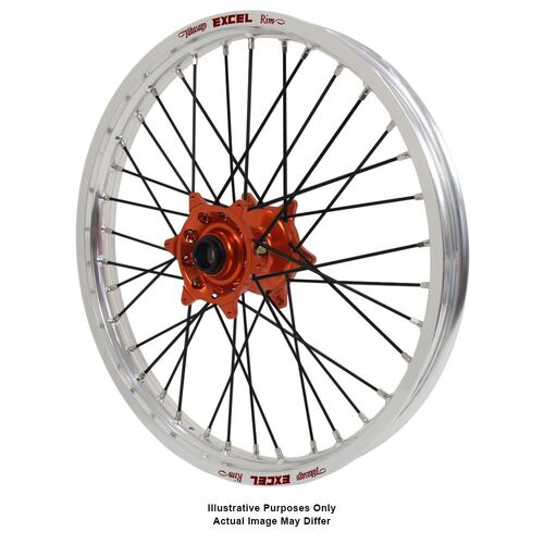 KTM 950-990 Adventure Haan Orange Hubs / Excel Silver Rims / Black Spokes Front Wheel 950 ADVENTURE 2003-2014 (17*3.5)