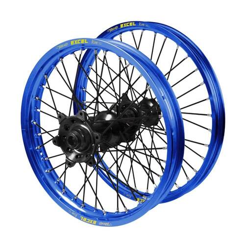 Gas Gas Haan Black Hubs / Excel Blue Rims / Black Spokes Wheel Set MC 125 2021-2023 (21*1.6 / 18*2.15)