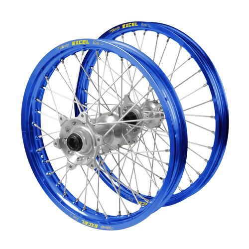 Gas Gas Haan Silver Hubs / Excel Blue Rims Wheel Set MC 125 2021-2023 (21*1.6 / 18*2.15)