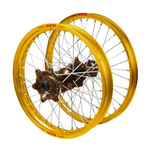 Gas Gas Haan Magnesium Hubs / Excel Gold Rims Wheel Set MC 125 2021-2023 (21*1.6 / 18*2.15)