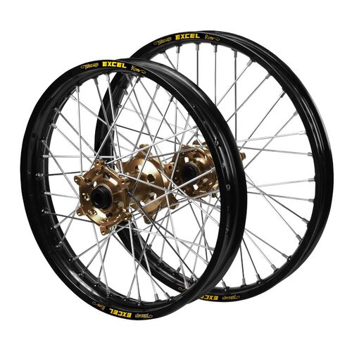 Gas Gas Haan Magnesium Hubs / Excel Black Rims Wheel Set MC 125 2021-2023 (21*1.6 / 18*2.15)