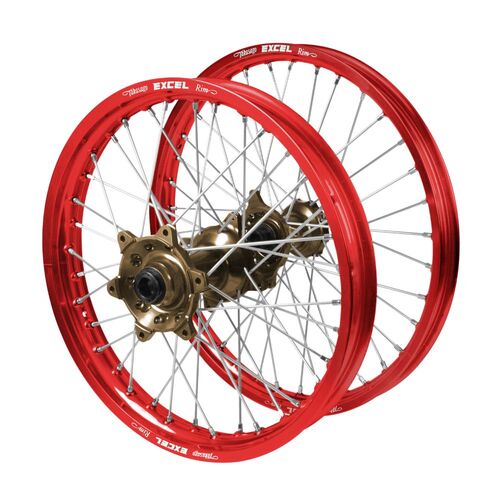 Gas Gas Haan Magnesium Hubs / Excel Red Rims Wheel Set MC 125 2024 (21*1.6 / 18*2.15)